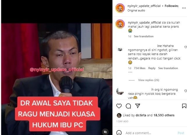 Kuasa hukum Putri Candrawathi (Instagram/nyinyir_update_official)