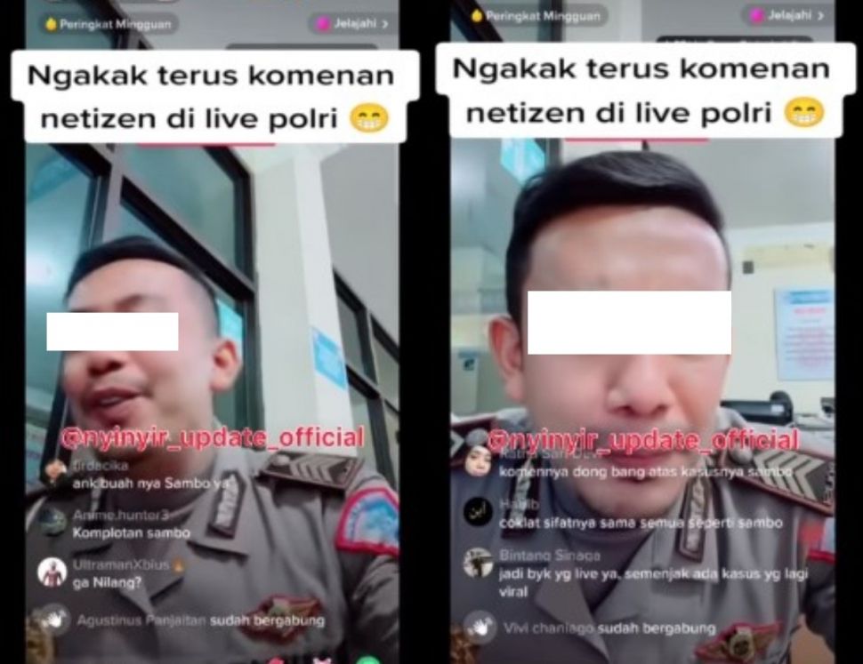 Polisi live Tiktok dikatai Sambo (Instagram/rumpi_gosip)