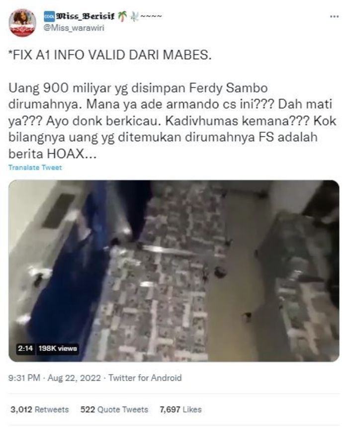 Beredar Video Ditemukan Uang Berkoper-koper di Rumah Ferdy Sambo, Benarkah?