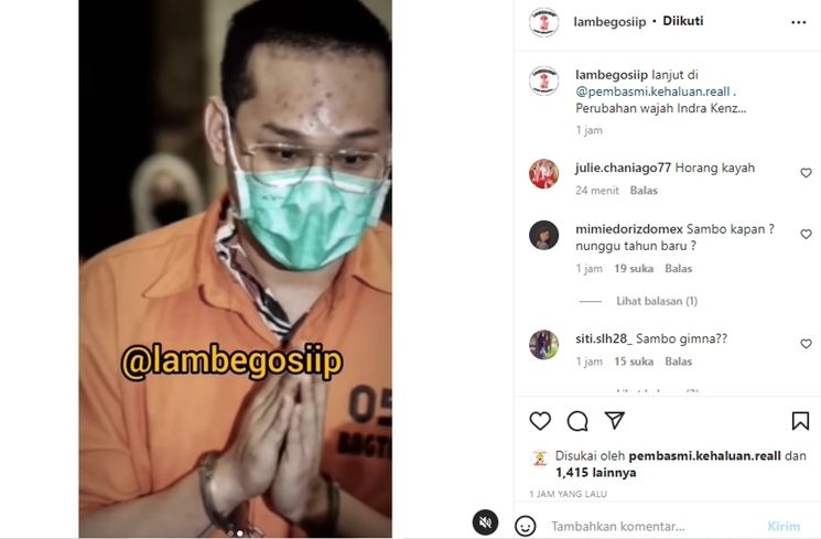 Unggahan penampilan baru soal Indra Kenz.