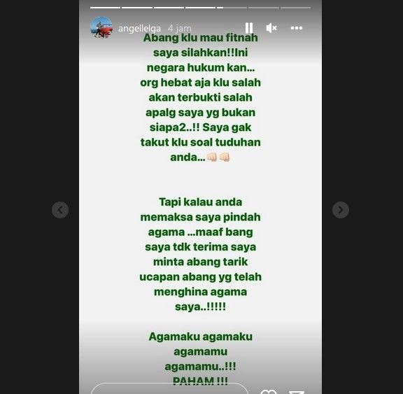 Angel Lelga singgung Deolipa Yumara di Instagra Story.