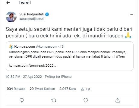 Cuitan Susi Pudjiastuti (twitter.com/susipudjiastuti)