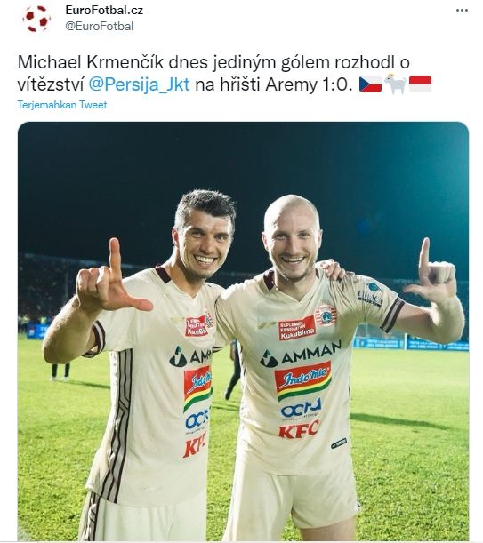 Michael Krmencik jadi sorotan media negara asalnya usai menjadi penentu kemenangan Persija. (Twitter/@EuroFotbal)