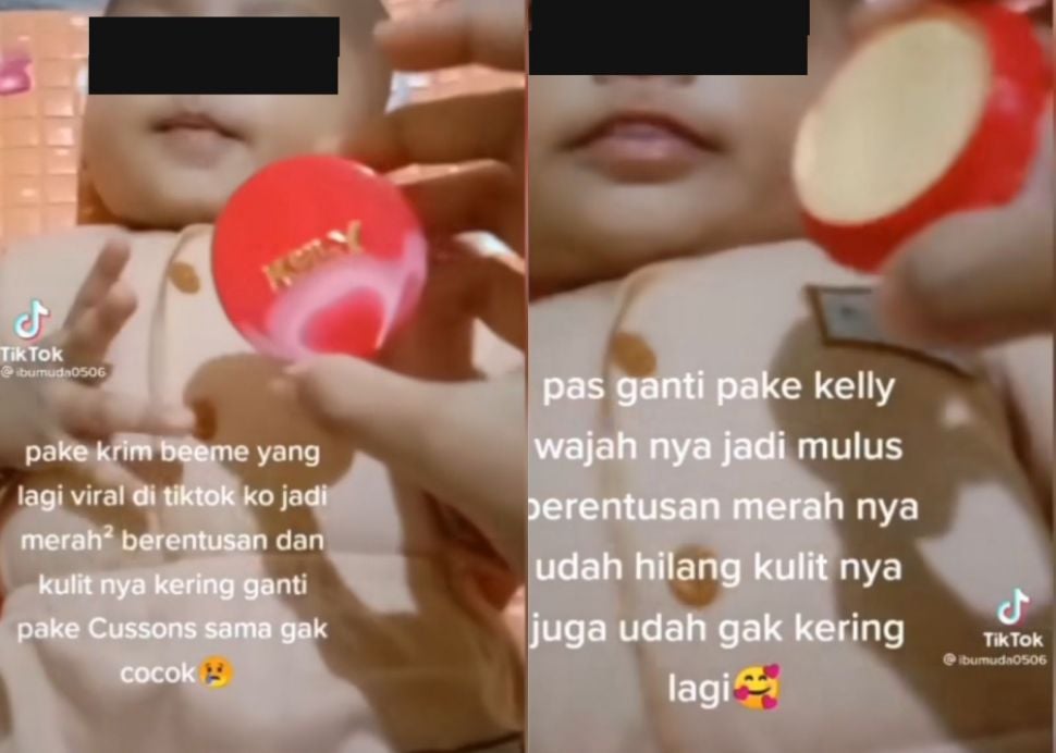 Unggahan seorang ibu yang pakaikan kosmetik orang dewasa ke wajah balitanya (Instagram/ igtainmenttt)