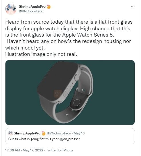 Bocoran Apple Watch Series 8. [Twitter]