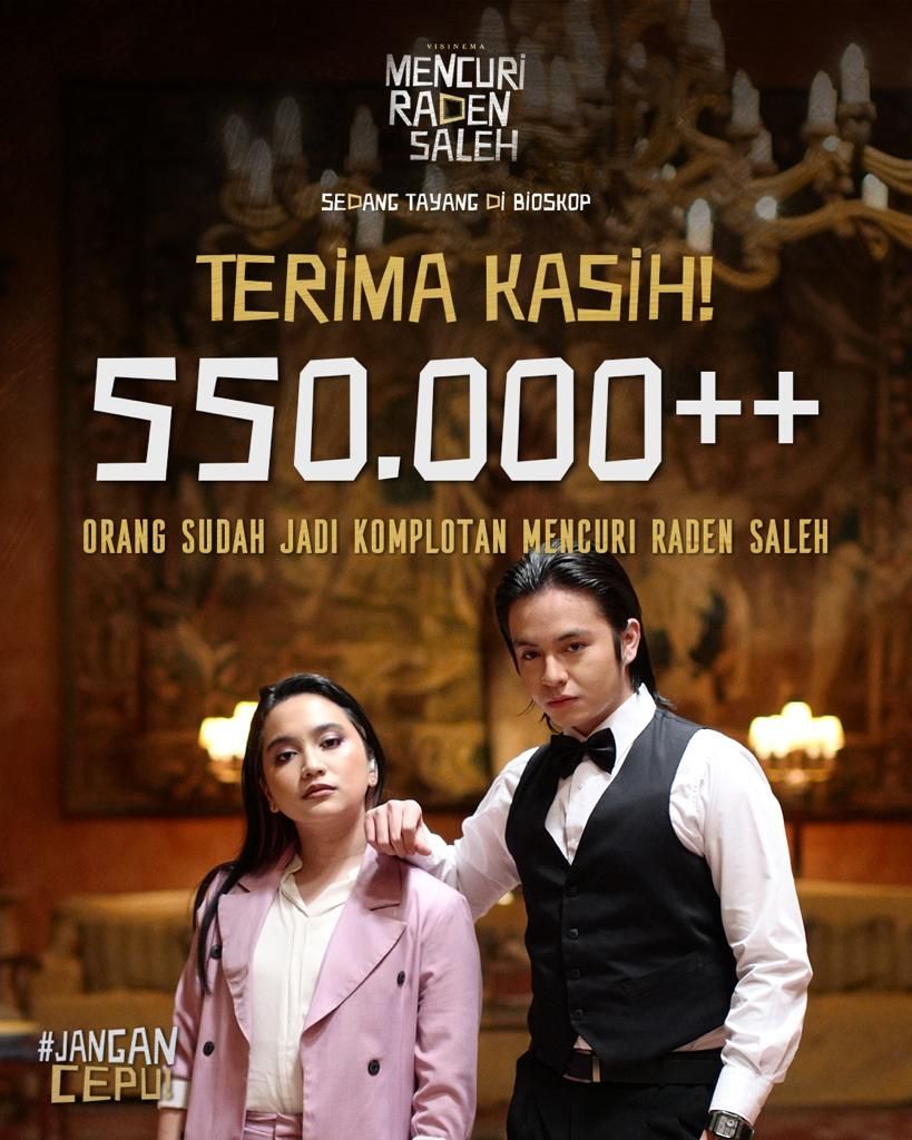 Film Mencuri Raden Saleh meraih 550 ribu penonton dalam tempo empat hari. [Visinema Pictures]