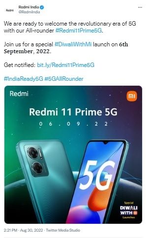 Redmi 11 Prime 5G. [Twitter]