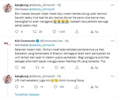 Balasan akun CommuterLine (Tangkapanlatar/twitter)