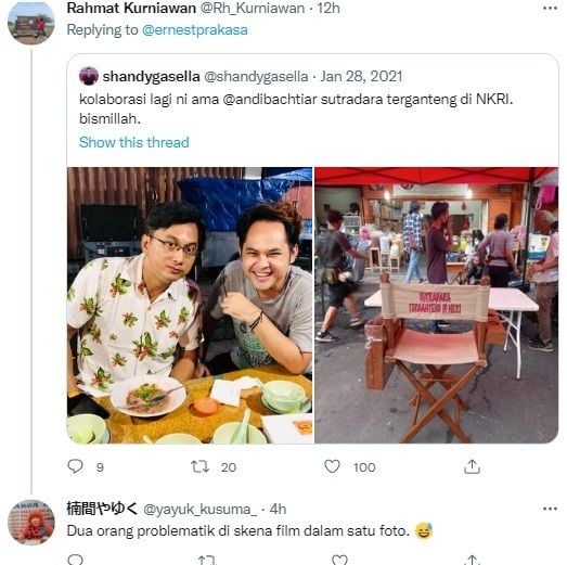 Unggahan soal sutradara terganteng [Twitter]