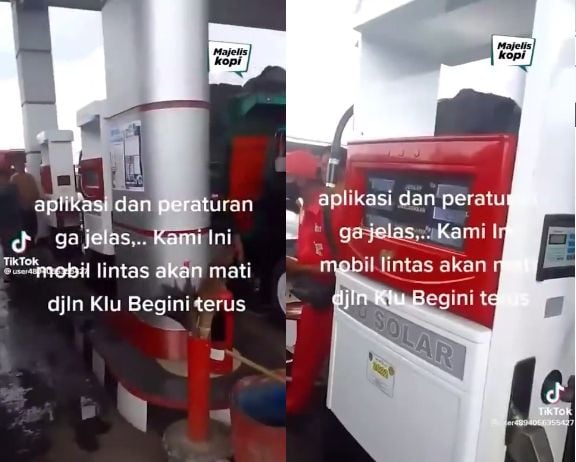 Sopir kesal tak bisa beli BBM lewat aplikasi karena kuota habis. (Instagram/majeliskopi08)