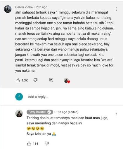 Sahabat meninggal sebelum one piece tamat (twitter.com/hylianppl)