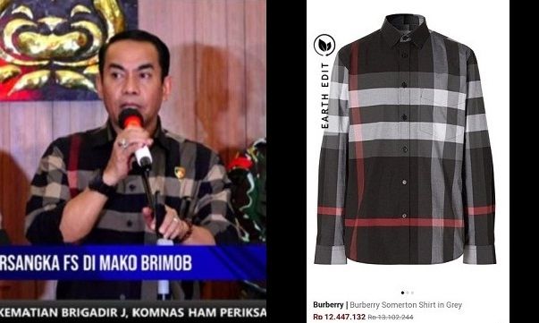 Foto kolase Brigjen Andi Rian Djajadi dan kemeja keluaran Burberry yang mendapat sorotan dari netizen. [Twitter]