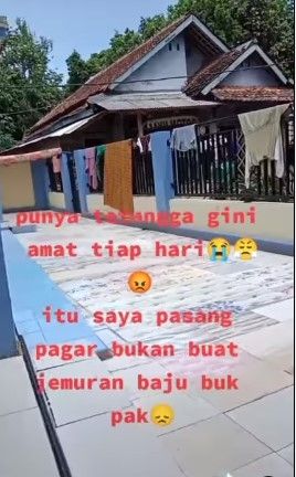 Tatangga suka jemur pakaian di pagar (Instagram/igtainmenttt)