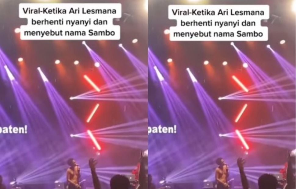 Ari Lesmana sebut nama Sambo di panggung (Instagram/pembasmi.kehaluan.reall)