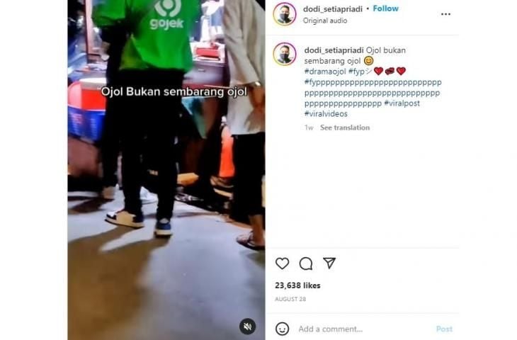 Driver ojol pakai sepatu mahal puluhan juta rupiah. (instagram/dodi_setiapriadi)