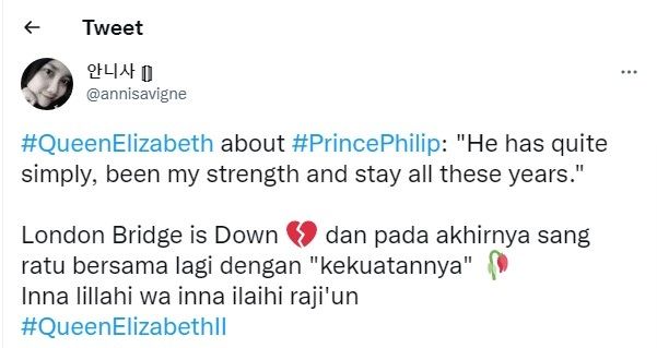 Cuitan tentang London Bridge is Down. (Twitter / @annisavigne)