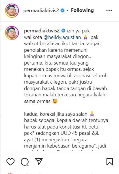 Unggahan abu janda di Instagram. 