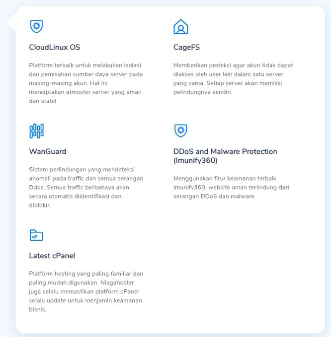 Daftar fitur keamanan Niagahoster.