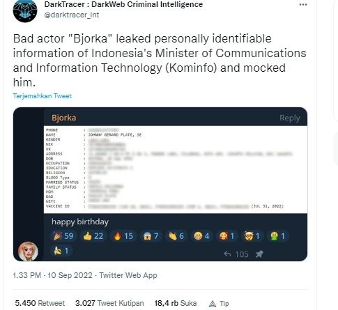 Bjorka Hack data Menkominfo