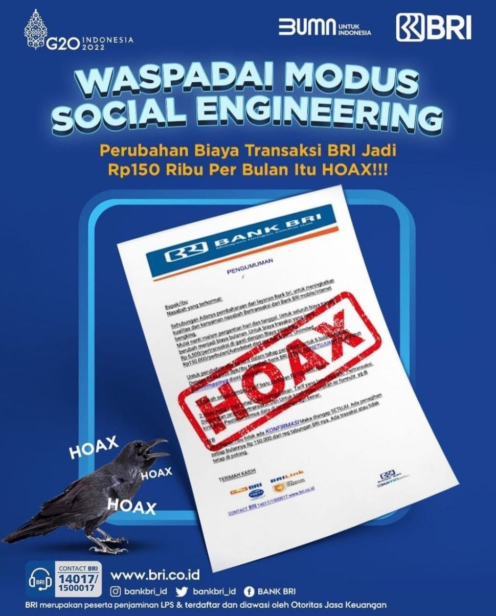 Waspadai Modus Social Engineering. (Dok: BRI)