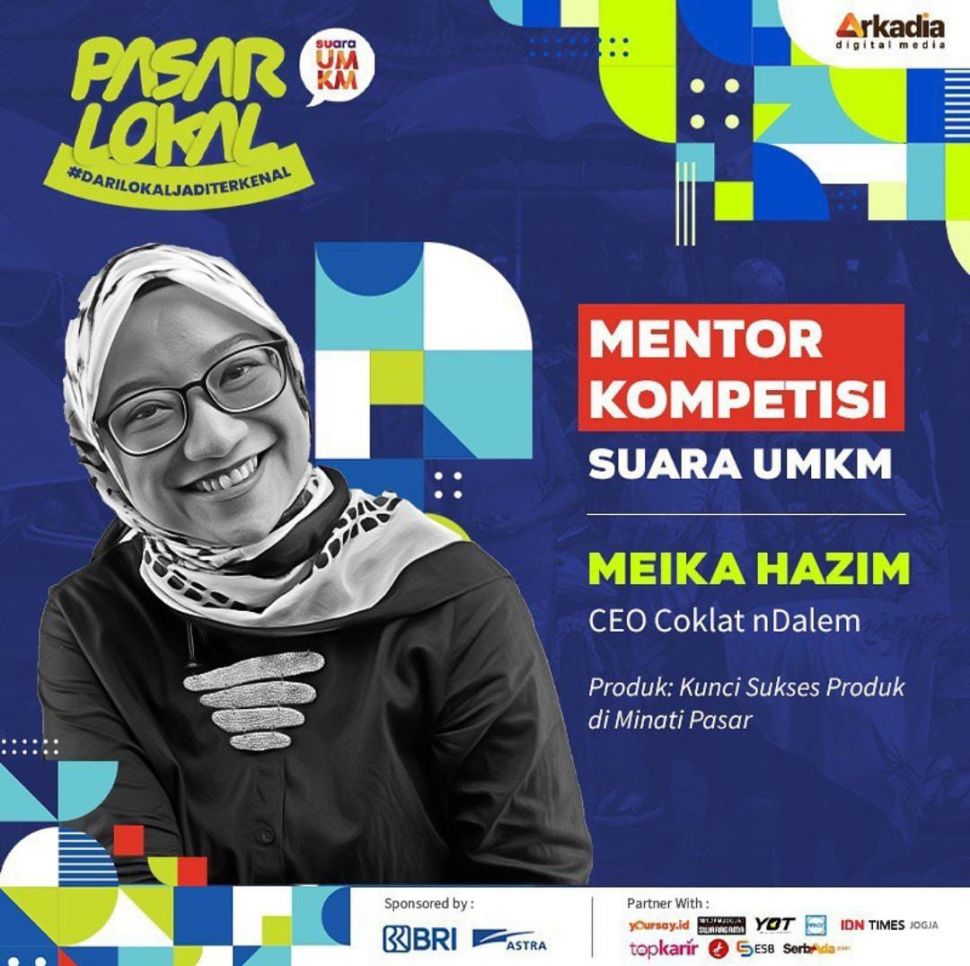 CEO Cokelat Ndalem, Meika Hazim, di kelas mentoring UMKM pasar lokal Suara UMKM mengatakan pasar makanan di Indonesia sangat berkembang. (poster acara/ ist)