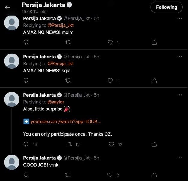 Akun Twitter Persija Diduga Kena Serangan Hacker usai Menang atas Barito Putera. [Twitter/@Persija_Jkt]