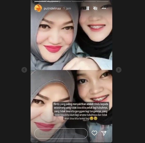 Putri Delina ungkap kerinduan terhadap almarhumah ibu, Lina Jubaedah di Instagram Story. 