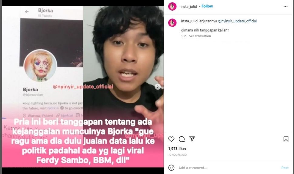 Pria Ungkap Kejanggalan Munculnya Hacker Bjorka (Instagram)