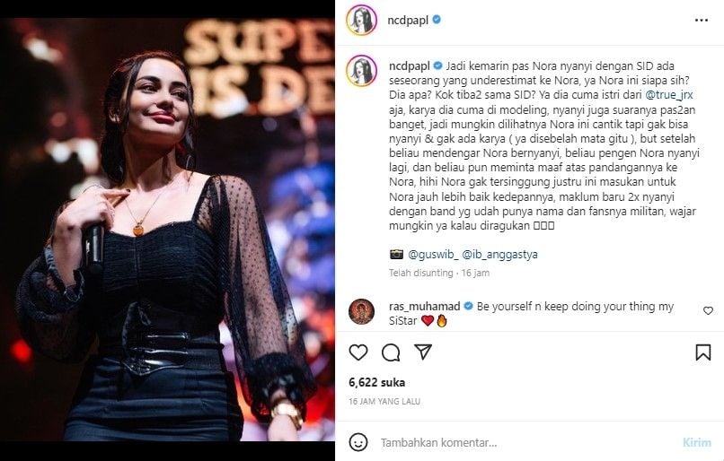 Nora Alexandra tampil sebagai vokalis SID (Instagram)