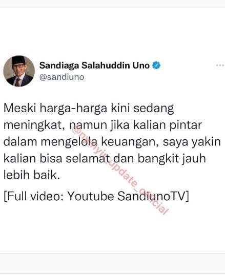 Pernyataan Sandiaga Uno (Instagram/nyinyir_update_official)