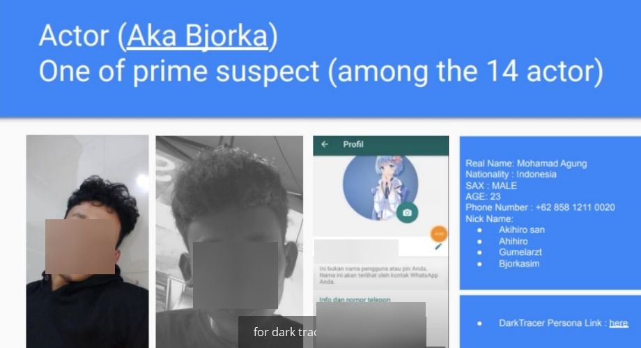 Bjorka membocorkan foto dan profile WhatsApp orang yang menuduh MAH, pemuda di Madiun, Jawa Timur, sebagai dirinya. [Telegram]