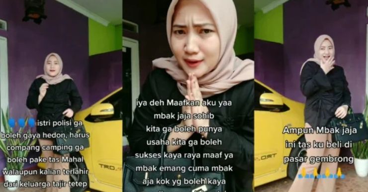 Seorang perempuan yang mengaku istri polisi membuat konten video untuk menyindir jurnalis Najwa Shihab. [Instagram]