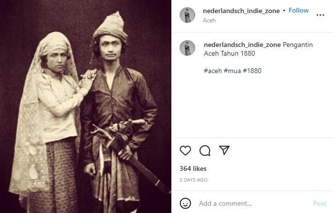 Foto jadul pengantin Aceh tahun 1880. (instagram/nederlandsch_indie_zone)