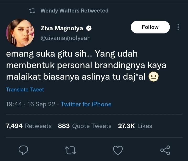 Curhatan Wendy Walters Soal Perselingkuhan. (Twitter/_wendywalters, Instagram/ybrap)