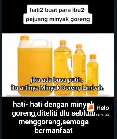 Pesan berantai minyak goreng limbah berbahaya dan bisa sebabkan kanker. (Dok. Whatsapp Group)