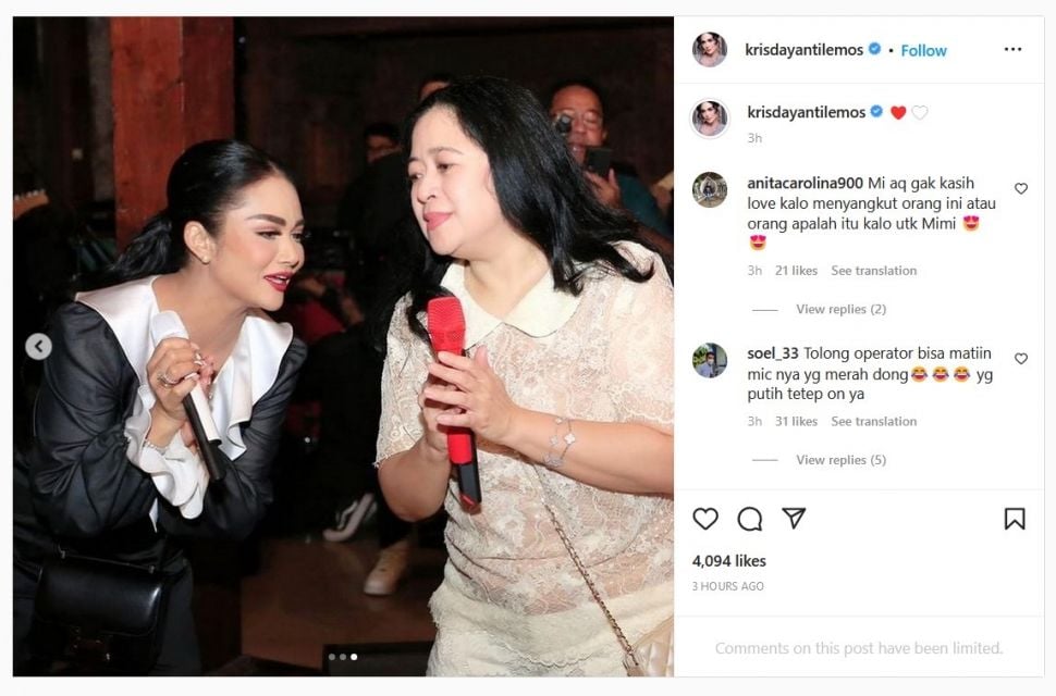 Gelang Mewah Puan Maharani (tangkapan layar IG Krisdayanti)