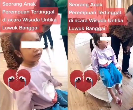 Anak menangis sesegukan tertinggal di acara wisuda. (Instagram/underc0ver.id)