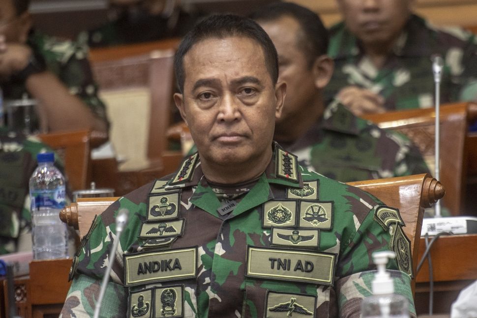 Panglima TNI Jenderal TNI Andika Perkasa mengikuti Rapat Dengar Pendapat (RDP) dengan Komisi I DPR di Kompleks Parlemen, Senayan, Jakarta, Senin (26/9/2022). [ANTARA FOTO/Muhammad Adimaja/hp]