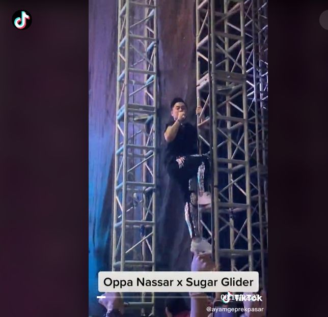 Potret Heboh King Nassar saat Manggung. (TikTok/ayamgeprekpasar)