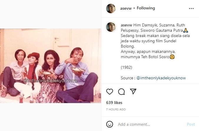 Foto jadul Suzanna dan artis-artis jadul tahun 1982. (instagram/asevw)