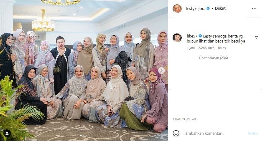 Komentar Hetty Koes Endang tentang kabar Lesty Kejora (Instagram)