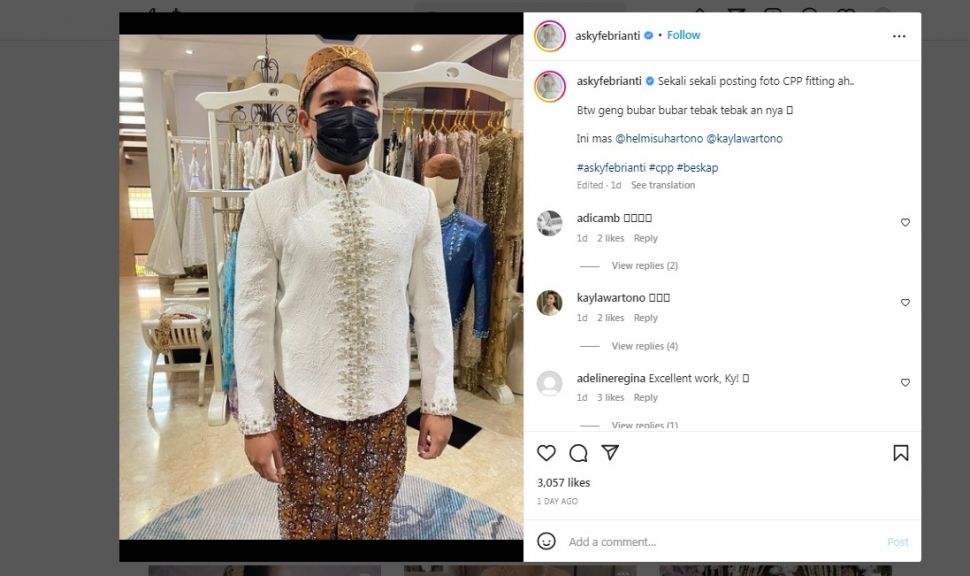 Foto diduga Kaesang Pangarep fitting baju pengantin [Instagram]