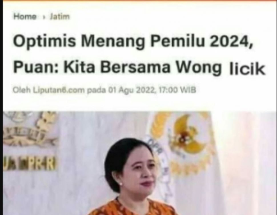 Artikel soal Puan Maharani yang sudah diedit (turnbackhoax.id).