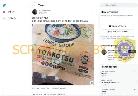 Cek Fakta: Benarkah logo di kemasan Tonkatsu tersebut dari MUI? (Turnbackhoax)