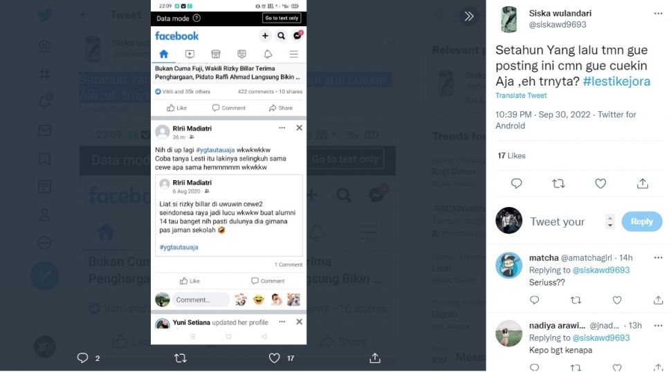 Cuitan tentang Rizky Billar [Twitter]