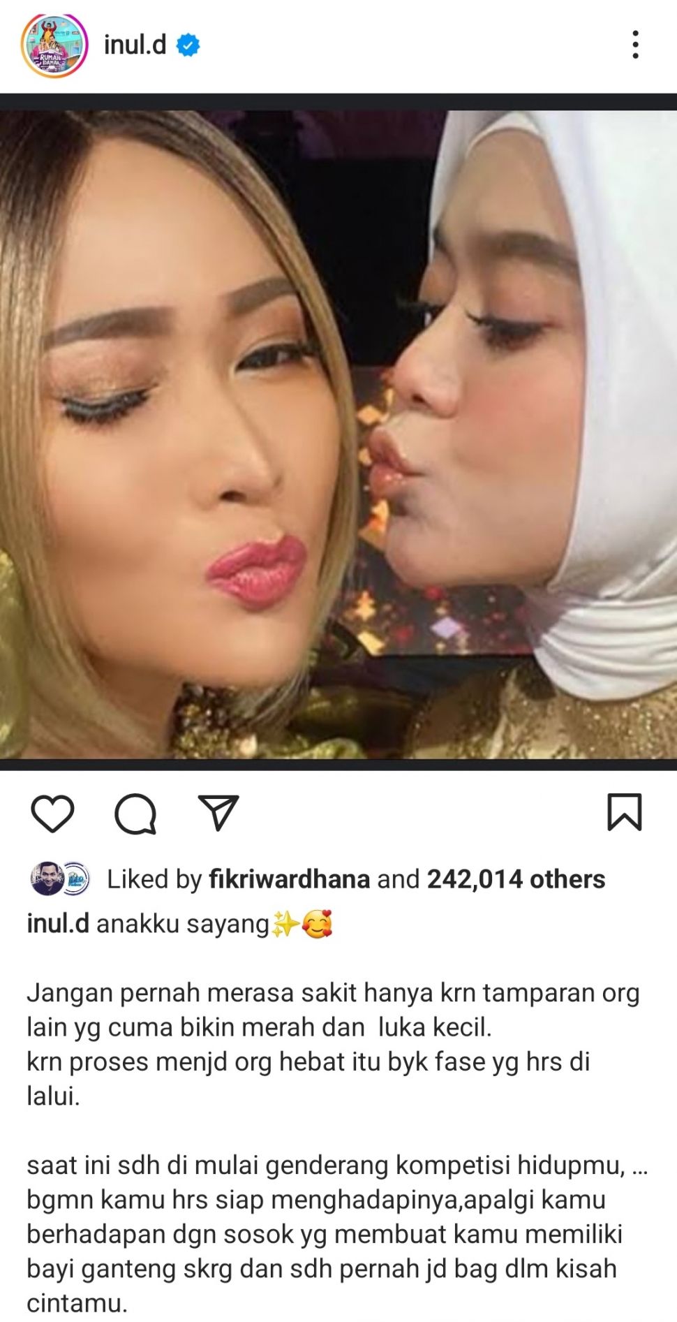 Dukungan untuk Lesti Kejora yang diduga menjadi korban KDRT oleh suaminya, Rizky Billar. (Dok. Instagram)