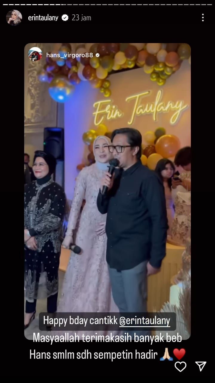 Potret pesta ultah istri Andre Taulany. (Instagram/@erintaulany)