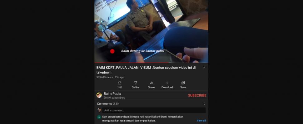 Baim Paula bikin konten prank polisi soal KDRT. [YouTube.com]