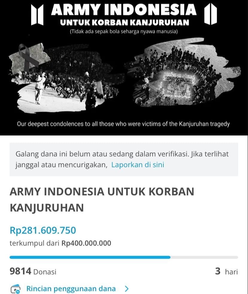 Donasi ARMY Indonesia (Tangkapan layar kitabisa.com)