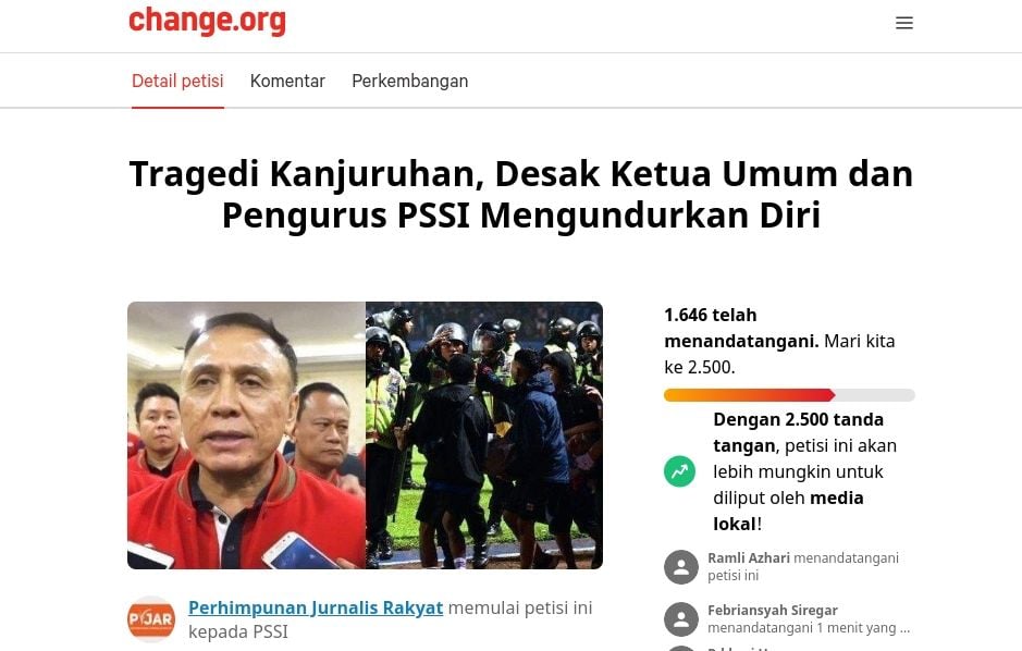 Petisi minta Ketua Umum PSSI Mochamad Iriawan alias Iwan Bule mundur (capture Ketum PSSI)